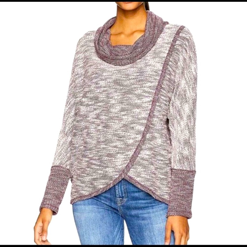 Calvin Klein Performance CowlNeck Tulip-Hem Purple Sweat Shirt New